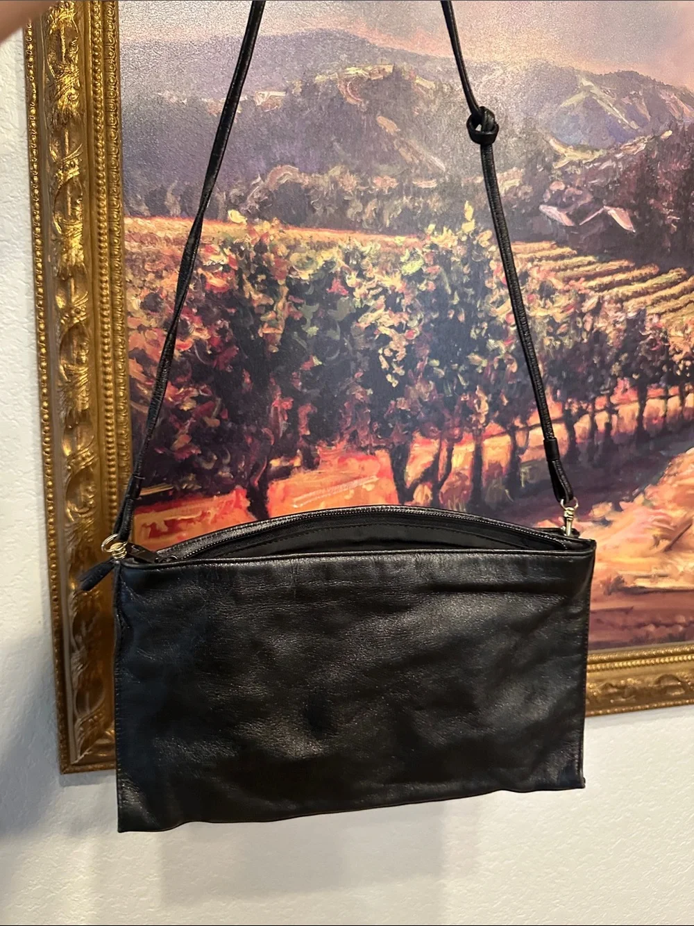 Black Leather Crossbody Bag - Classic Women's Shoulder Bag